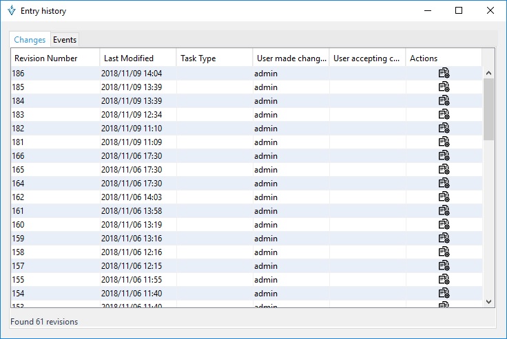 listado de revisiones